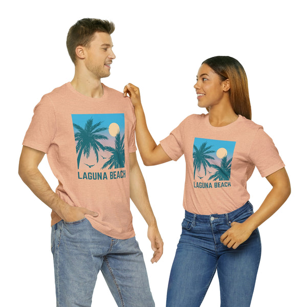 Laguna Beach, California T-Shirt - Retro Palm Tree & Beach Unisex Laguna Beach Shirt