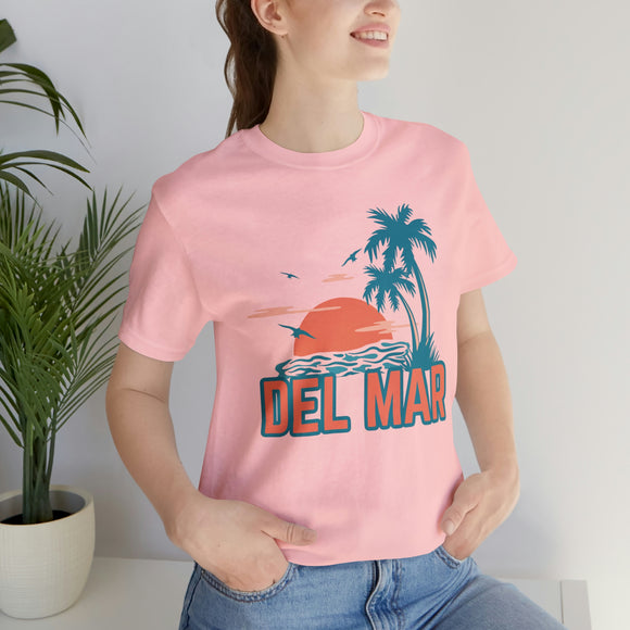 Del Mar, California T-Shirt - Retro Palm Tree & Beach Unisex Del Mar Shirt