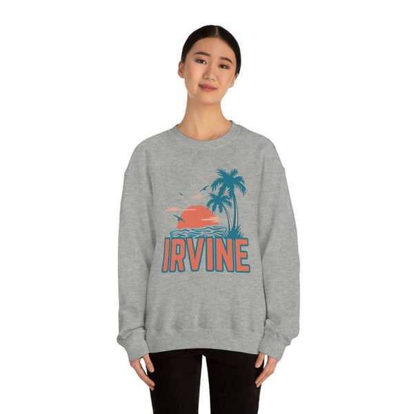 Irvine, California Sweatshirt - Unisex Retro Palm Tree Crewneck Irvine Sweatshirt