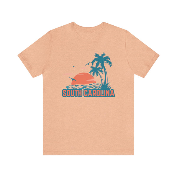 South Carolina T-Shirt - Retro Palm Tree & Beach Unisex South Carolina Shirt