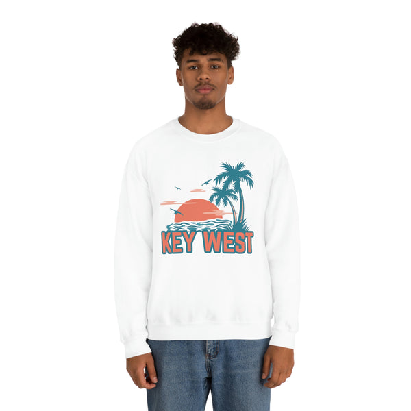 Key West, Florida Sweatshirt - Unisex Retro Palm Tree Crewneck Key West Sweatshirt