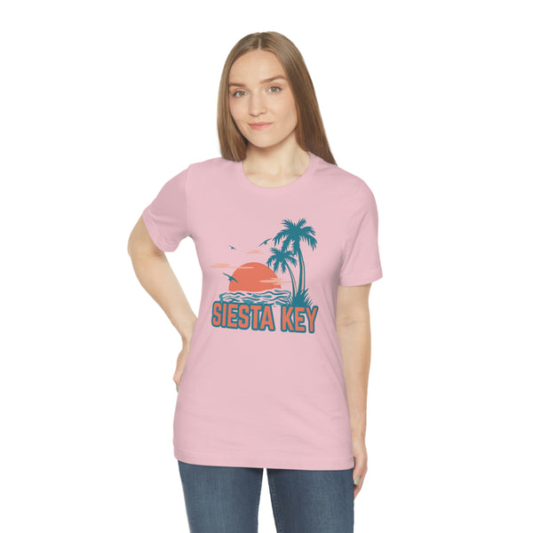 Siesta Key, Florida T-Shirt - Retro Palm Tree & Beach Unisex Siesta Key Shirt