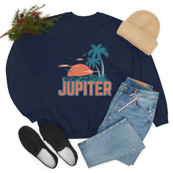 Jupiter, Florida Sweatshirt - Unisex Retro Palm Tree Crewneck Jupiter Sweatshirt