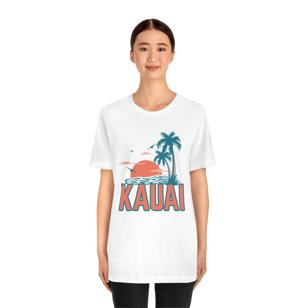 Kauai, Hawaii T-Shirt - Retro Palm Tree & Beach Unisex Kauai Shirt