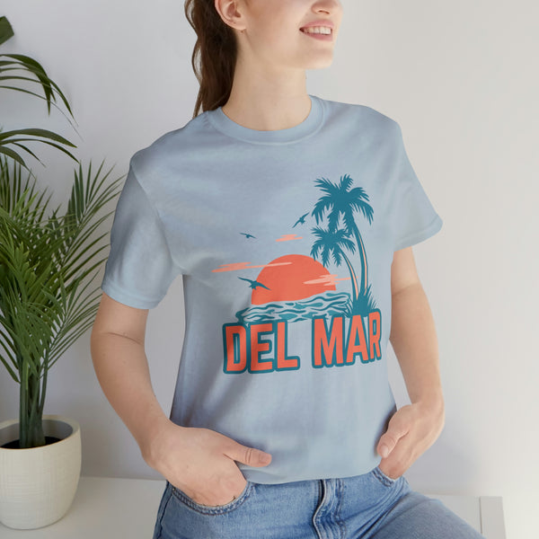 Del Mar, California T-Shirt - Retro Palm Tree & Beach Unisex Del Mar Shirt