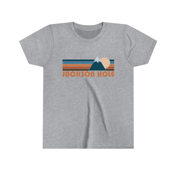 Jackson Hole Youth T-Shirt - Retro Mountain Wyoming Kid's TShirt