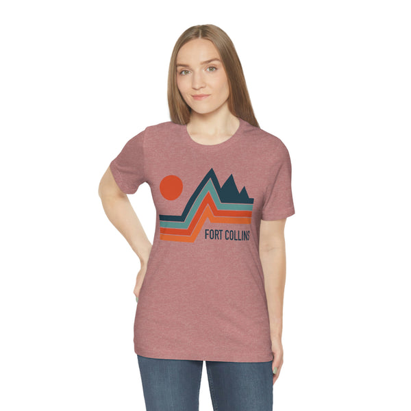 Fort Collins, Colorado T-Shirt - Retro Mountain Unisex Fort Collins Shirt