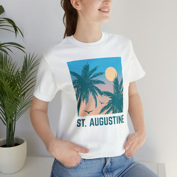 St. Augustine, Florida T-Shirt - Retro Palm Tree & Beach Unisex St. Augustine Shirt