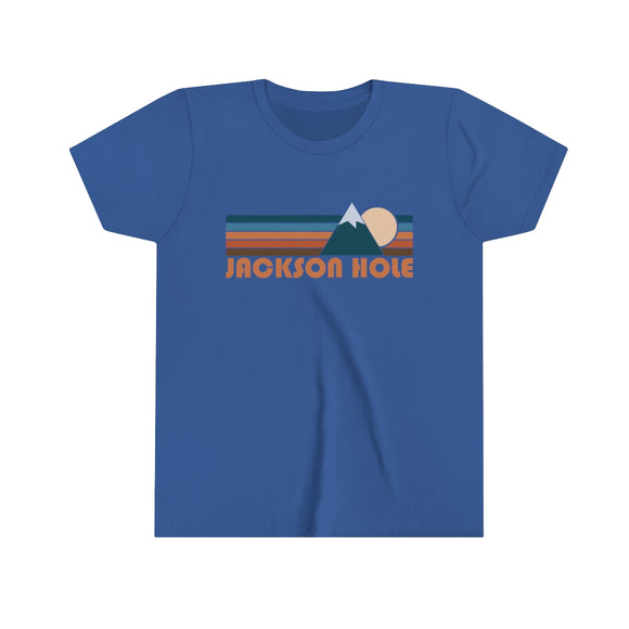 Jackson Hole Youth T-Shirt - Retro Mountain Wyoming Kid's TShirt