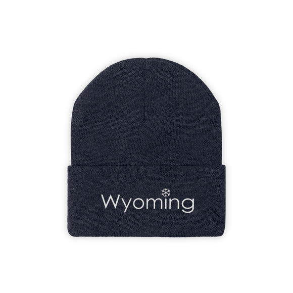 Wyoming Knit Beanie - Adult Embroidered Snowflake Wyoming Knit Hat