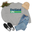 Portland, Oregon Sweatshirt - Retro Trees Unisex-15