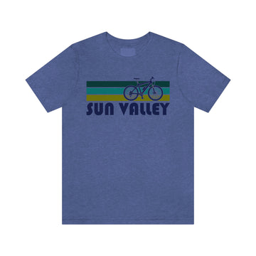 Buy heather-true-royal Sun Valley T-Shirt - Retro Mountain Bike Adult Unisex Sun Valley, Idaho T Shirt