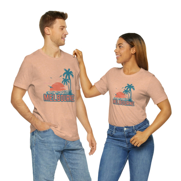 Melbourne, Florida T-Shirt - Retro Palm Tree & Beach Unisex Melbourne Shirt
