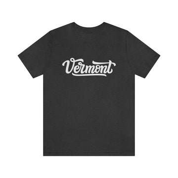 Buy dark-grey-heather Vermont T-Shirt - Hand Lettered Unisex Vermont Shirt