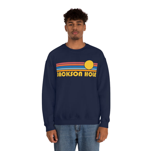 Jackson Hole, Wyoming Sweatshirt - Retro Sunrise Unisex