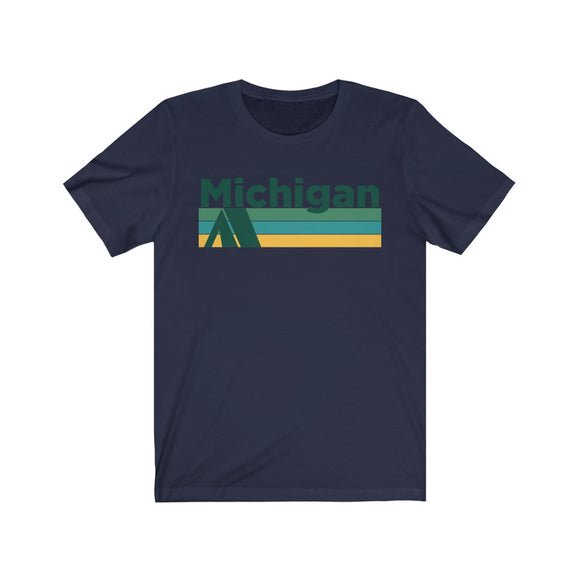 Michigan T-Shirt - Retro Camping Adult Unisex Michigan T Shirt