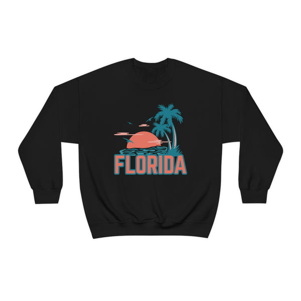 Florida Sweatshirt - Unisex Retro Palm Tree Florida Crewneck Sweatshirt