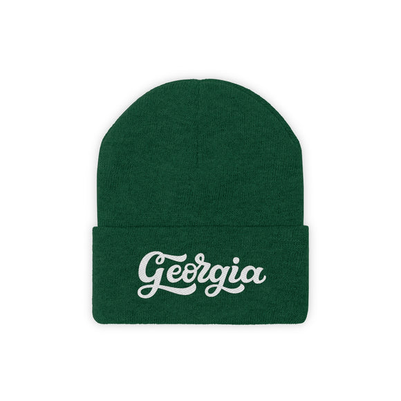 Georgia Beanie - Adult Hand Lettered Embroidered Georgia Knit Hat