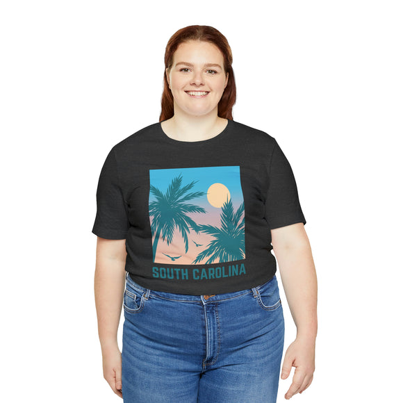 South Carolina T-Shirt - Retro Palm Tree & Beach Unisex South Carolina Shirt