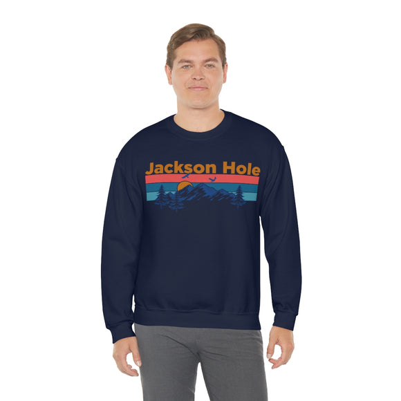 Jackson Hole, Wyoming Sweatshirt - Mountain & Birds Unisex