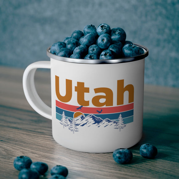 Utah Camp Mug - Mountain Sunset Enamel Campfire Utah Mug