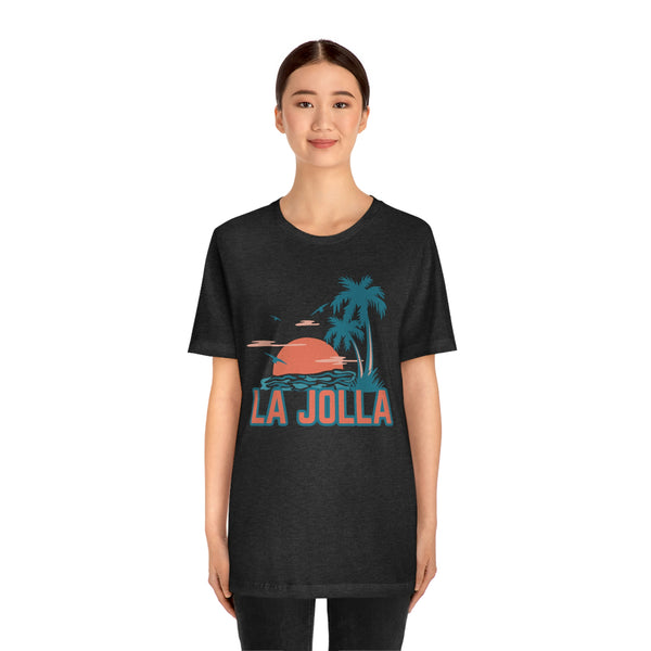 La Jolla, California T-Shirt - Retro Palm Tree & Beach Unisex La Jolla Shirt