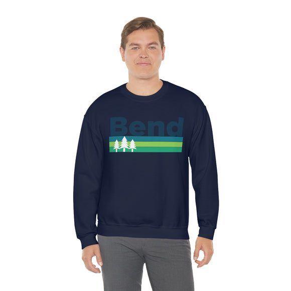 Bend, Oregon Sweatshirt - Retro Trees Unisex