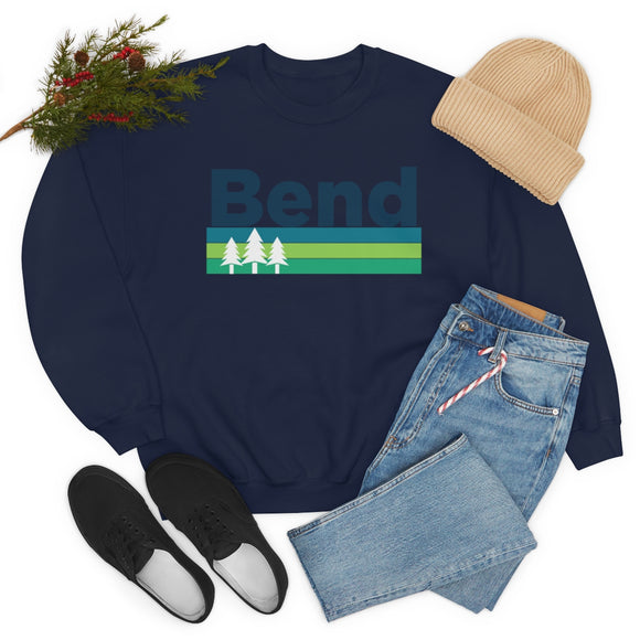 Bend, Oregon Sweatshirt - Retro Trees Unisex