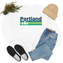 Portland, Oregon Sweatshirt - Retro Trees Unisex-7