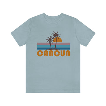 Buy light-blue Cancun, Mexico T-Shirt - Retro Palm Tree Unisex Cancun Shirt