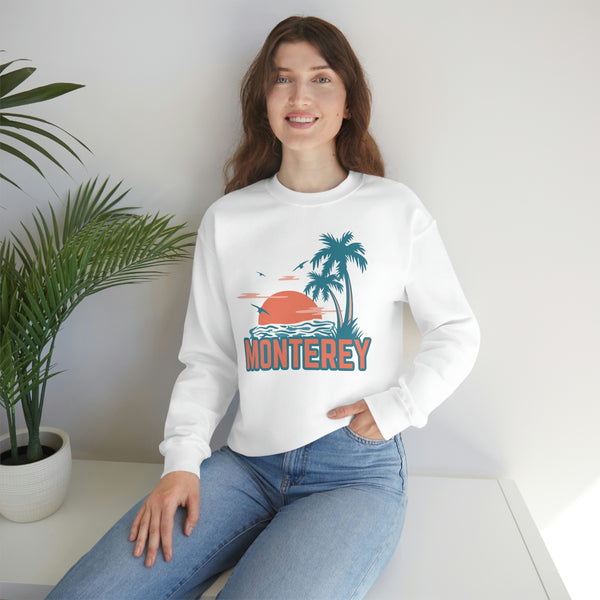 Monterey, California Sweatshirt - Unisex Retro Palm Tree Crewneck Monterey Sweatshirt