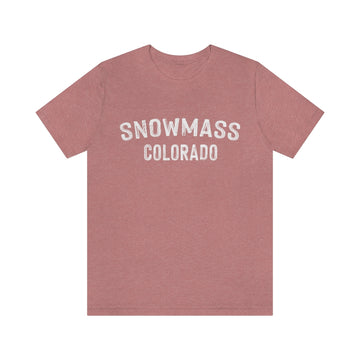 Buy heather-mauve Snowmass, Colorado Shirt - Paint Text Unisex Snowmass T-Shirt