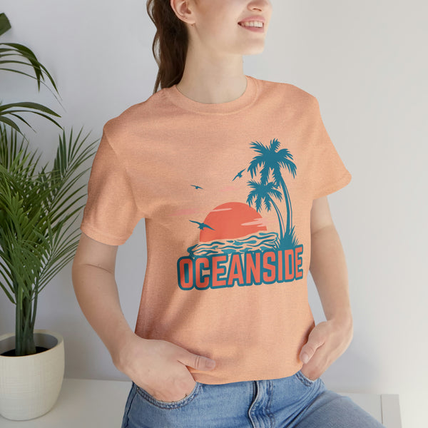 Oceanside, California T-Shirt - Retro Palm Tree & Beach Unisex Oceanside Shirt
