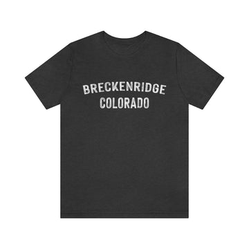 Buy dark-grey-heather Breckenridge, Colorado Shirt - Paint Text Unisex Breckenridge T-Shirt