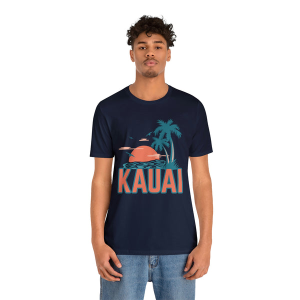 Kauai, Hawaii T-Shirt - Retro Palm Tree & Beach Unisex Kauai Shirt