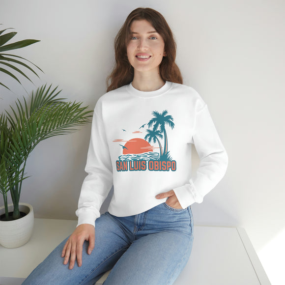 San Luis Obispo, California Sweatshirt - Unisex Retro Palm Tree Crewneck San Luis Obispo Sweatshirt