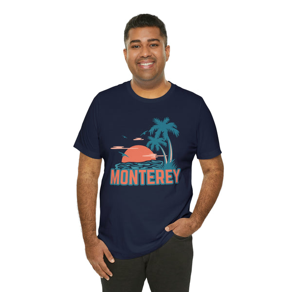 Monterey, California T-Shirt - Retro Palm Tree & Beach Unisex Monterey Shirt
