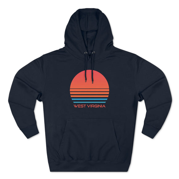 Premium West Virginia Hoodie - Retro 80s Unisex Sweatshirt