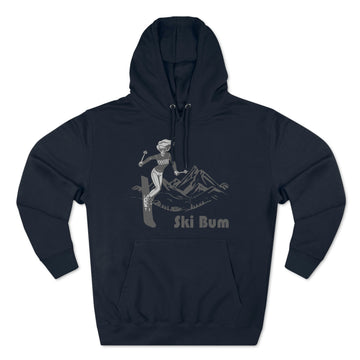 Buy navy Premium Ski Bum Hoodie - Retro Unisex Sweatshirt - Skier Sketch