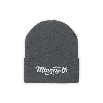 Buy graphite-heather Minnesota Beanie - Adult Hand Lettered Embroidered Minnesota Knit Hat