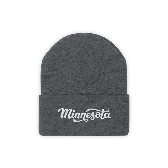 Minnesota Beanie - Adult Hand Lettered Embroidered Minnesota Knit Hat