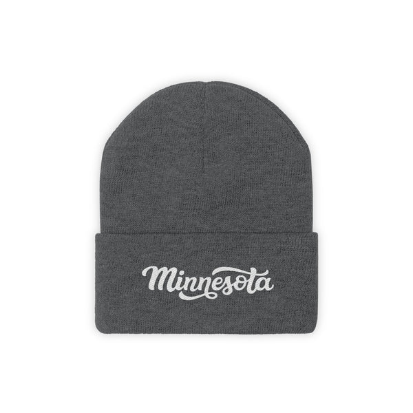 Minnesota Beanie - Adult Hand Lettered Embroidered Minnesota Knit Hat