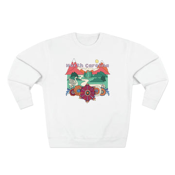 Buy white Premium North Carolina Crewneck Sweatshirt - Retro Unisex Sweatshirt