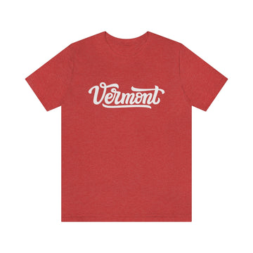 Buy heather-red Vermont T-Shirt - Hand Lettered Unisex Vermont Shirt