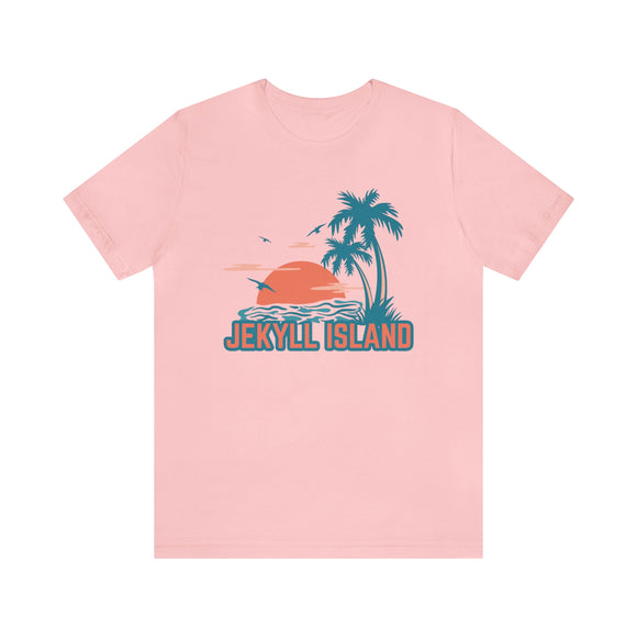 Jekyll Island, Georgia T-Shirt - Retro Palm Tree & Beach Unisex Jekyll Island Shirt