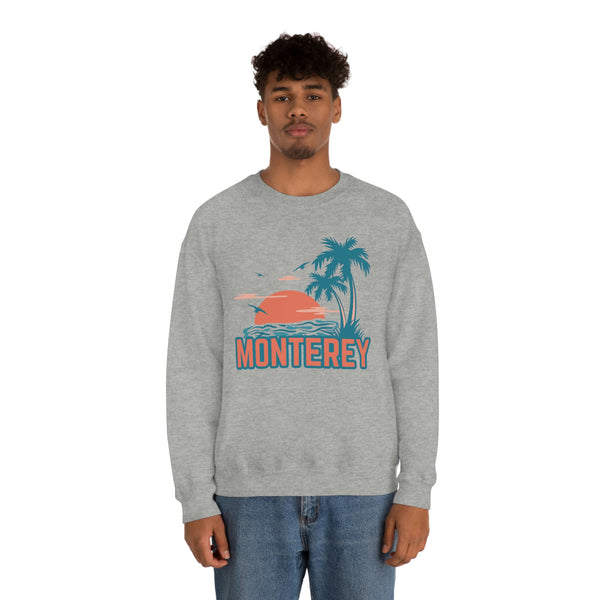 Monterey, California Sweatshirt - Unisex Retro Palm Tree Crewneck Monterey Sweatshirt