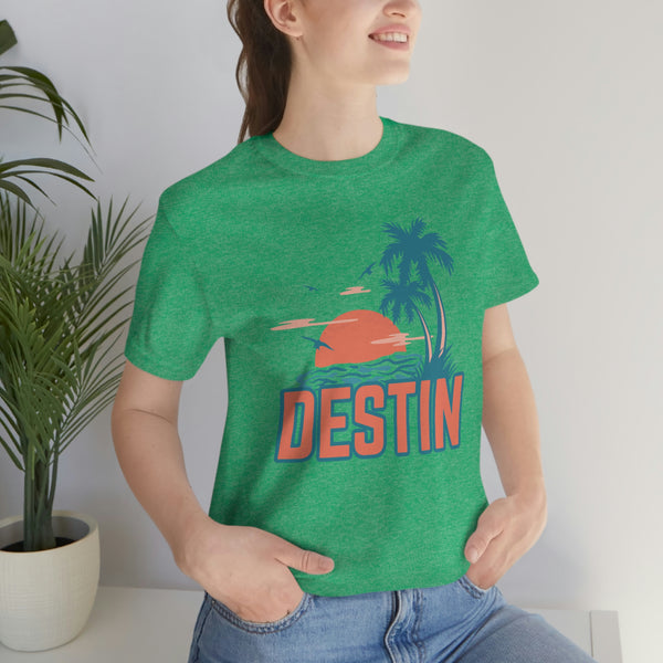 Destin, Florida T-Shirt - Retro Palm Tree & Beach Unisex Destin Shirt