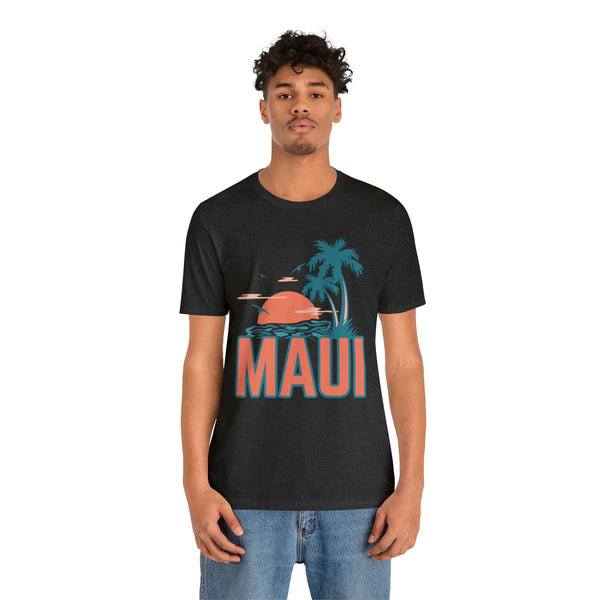 Maui, Hawaii T-Shirt - Retro Palm Tree & Beach Unisex Maui Shirt