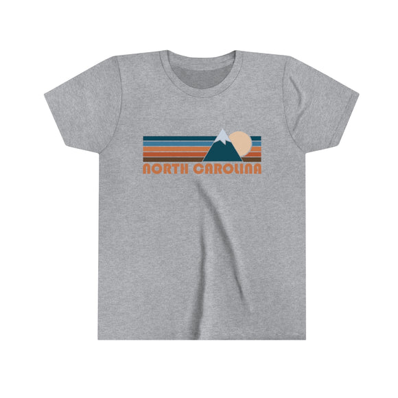 North Carolina Youth T-Shirt - Retro Mountain North Carolina Kid's TShirt