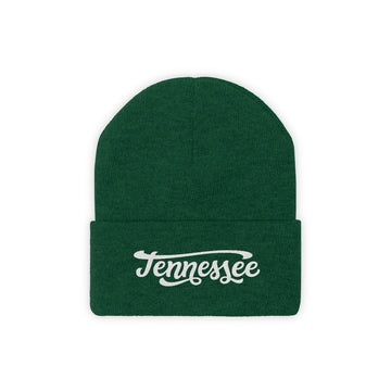 Buy hunter-green Tennessee Beanie - Adult Hand Lettered Embroidered Tennessee Knit Hat